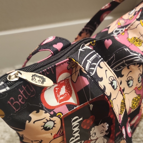 Betty Boop Black and Pink Floral Tote - Picture 4 of 14